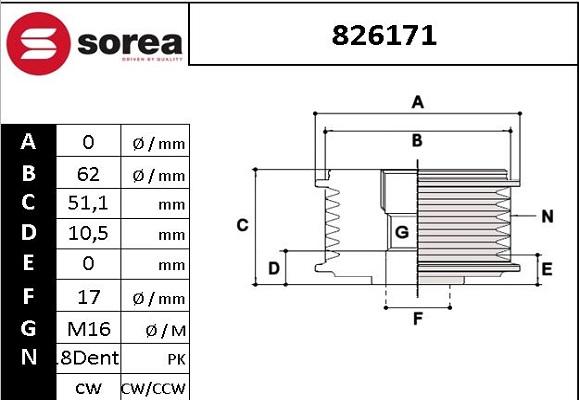 EAI 826171 - Piedziņas skriemelis, Ģenerators autospares.lv