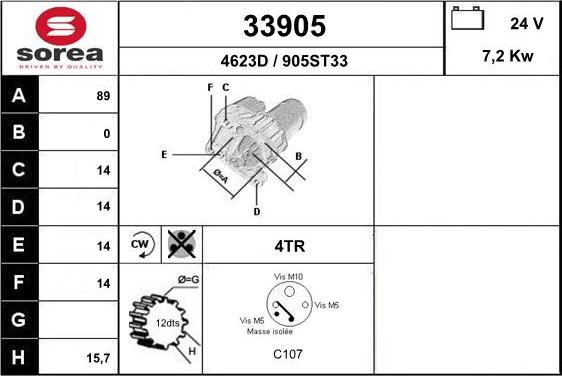 EAI 33905 - Стартер www.autospares.lv