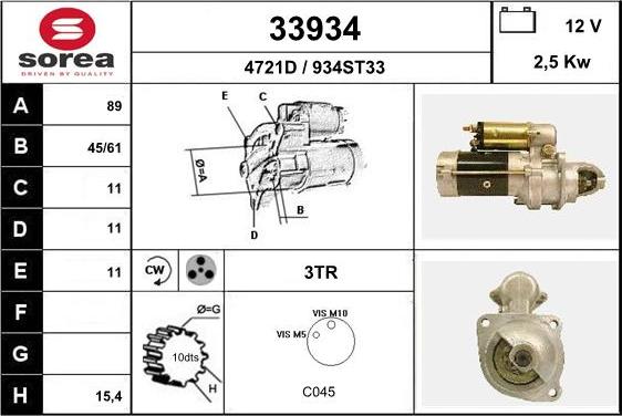 EAI 33934 - Стартер www.autospares.lv