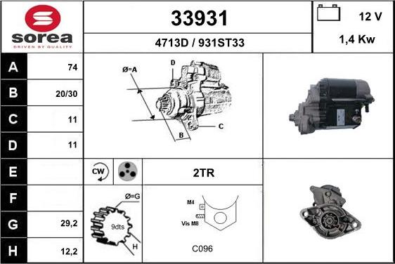 EAI 33931 - Starteris www.autospares.lv