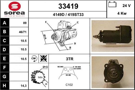 EAI 33419 - Стартер www.autospares.lv