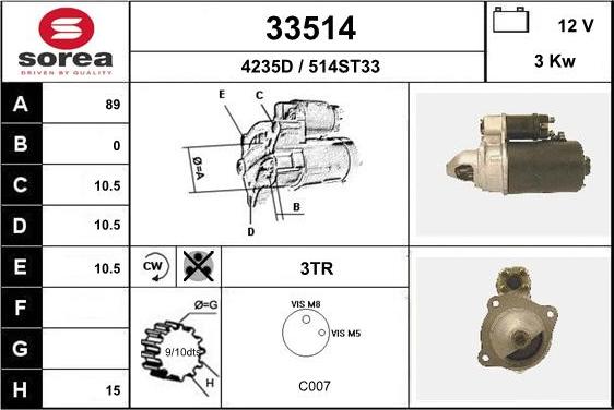 EAI 33514 - Starteris www.autospares.lv