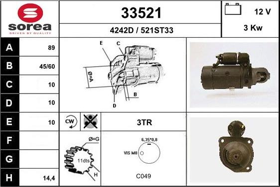 EAI 33521 - Starteris www.autospares.lv