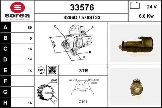 EAI 33576 - Стартер www.autospares.lv