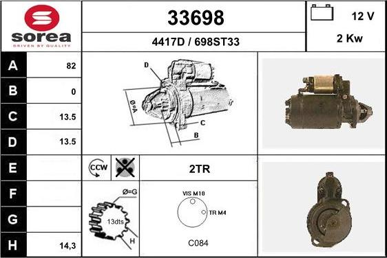 EAI 33698 - Starteris www.autospares.lv