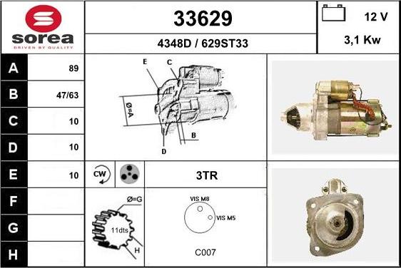 EAI 33629 - Стартер www.autospares.lv