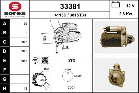 EAI 33381 - Starteris www.autospares.lv