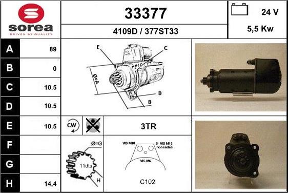 EAI 33377 - Стартер www.autospares.lv