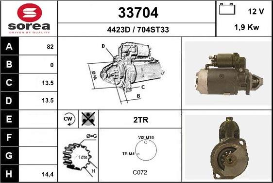 EAI 33704 - Starteris www.autospares.lv