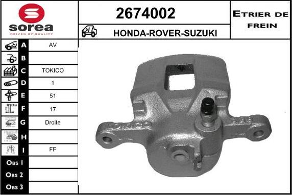 EAI 2674002 - Brake Caliper www.autospares.lv