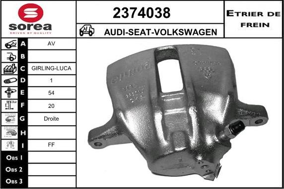 EAI 2374038 - Тормозной суппорт www.autospares.lv