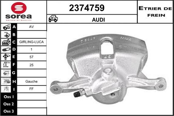 EAI 2374759 - Тормозной суппорт www.autospares.lv