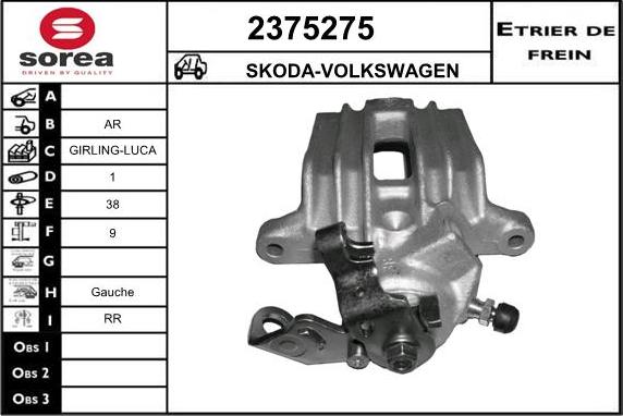 EAI 2375275 - Bremžu suports www.autospares.lv