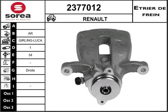 EAI 2377012 - Bremžu suports www.autospares.lv