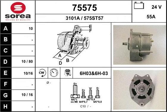 EAI 75575 - Генератор www.autospares.lv