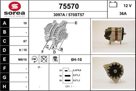 EAI 75570 - Генератор www.autospares.lv