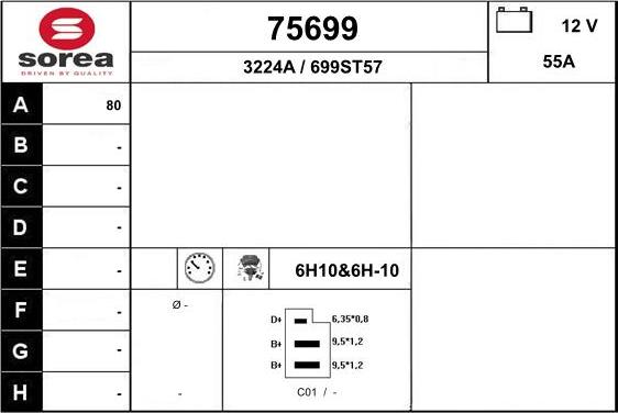 EAI 75699 - Генератор www.autospares.lv