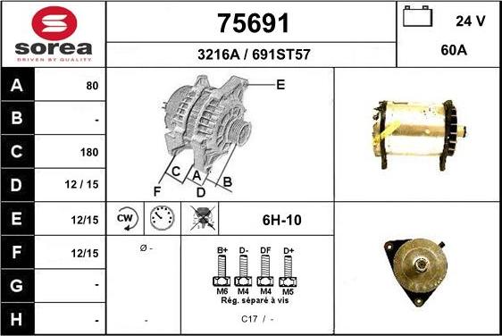 EAI 75691 - Генератор www.autospares.lv