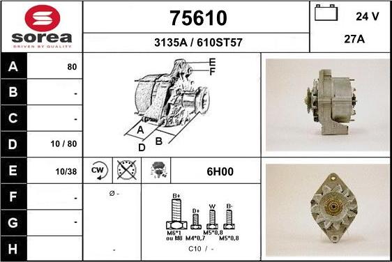 EAI 75610 - Генератор www.autospares.lv