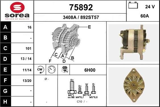 EAI 75892 - Генератор www.autospares.lv