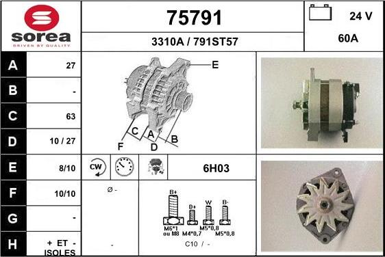 EAI 75791 - Генератор www.autospares.lv