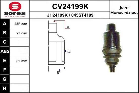 EAI CV24199K - Šarnīru komplekts, Piedziņas vārpsta www.autospares.lv