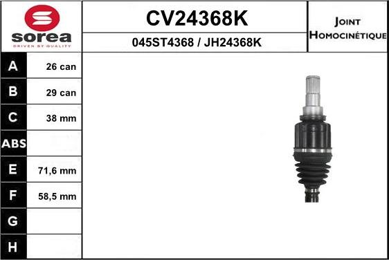 EAI CV24368K - Joint Kit, drive shaft www.autospares.lv