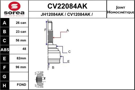 EAI CV22084AK - Šarnīru komplekts, Piedziņas vārpsta autospares.lv