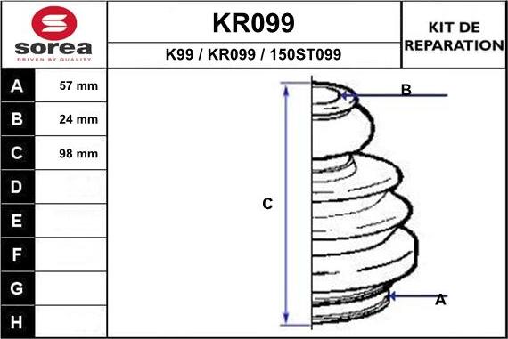 EAI KR099 - Пыльник, приводной вал www.autospares.lv