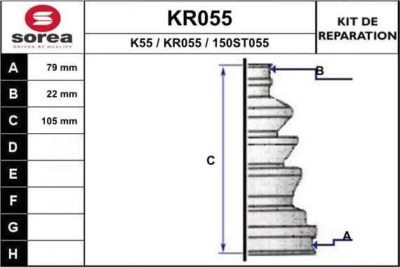 EAI KR055 - Putekļusargs, Piedziņas vārpsta www.autospares.lv