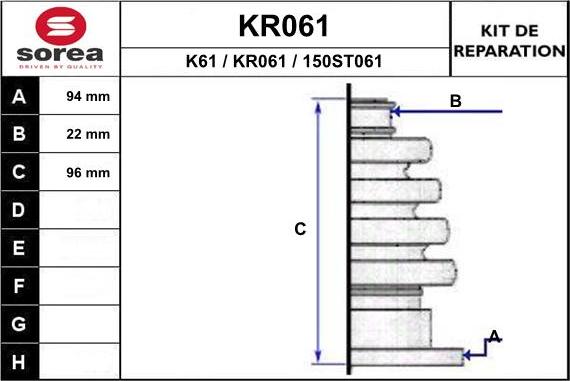 EAI KR061 - Пыльник, приводной вал www.autospares.lv