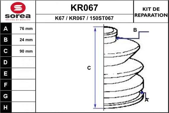 EAI KR067 - Пыльник, приводной вал www.autospares.lv