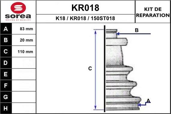 EAI KR018 - Putekļusargs, Piedziņas vārpsta www.autospares.lv