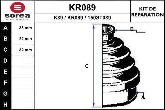 EAI KR089 - Bellow, drive shaft www.autospares.lv