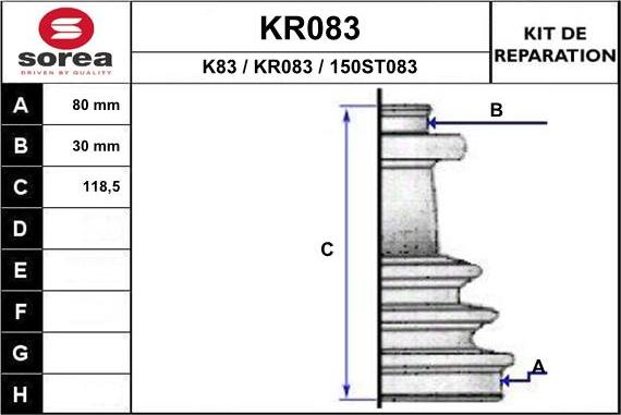 EAI KR083 - Пыльник, приводной вал www.autospares.lv