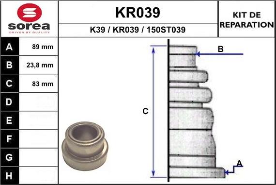 EAI KR039 - Пыльник, приводной вал www.autospares.lv