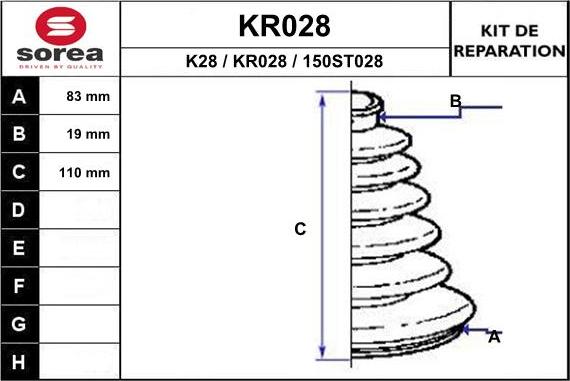 EAI KR028 - Putekļusargs, Piedziņas vārpsta www.autospares.lv