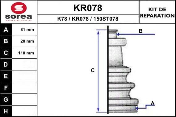 EAI KR078 - Putekļusargs, Piedziņas vārpsta www.autospares.lv