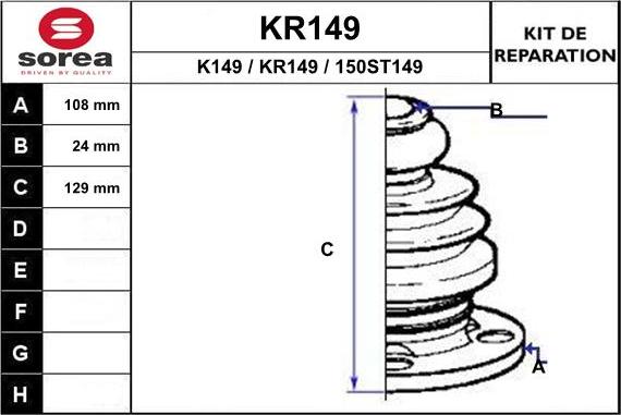 EAI KR149 - Пыльник, приводной вал www.autospares.lv