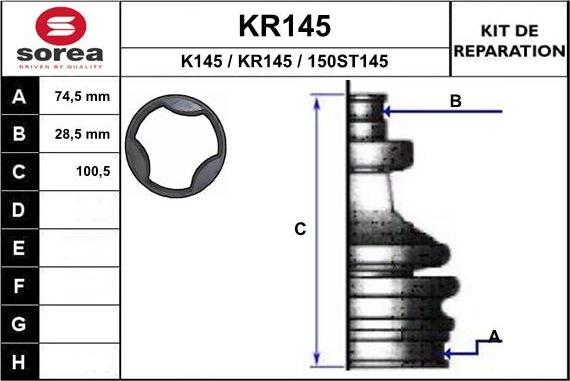 EAI KR145 - Пыльник, приводной вал www.autospares.lv