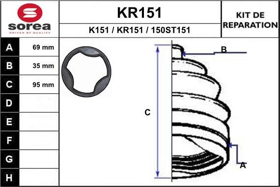 EAI KR151 - Пыльник, приводной вал www.autospares.lv