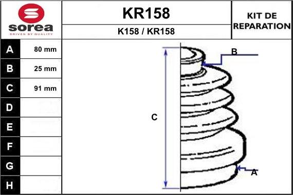 EAI KR158 - Пыльник, приводной вал www.autospares.lv