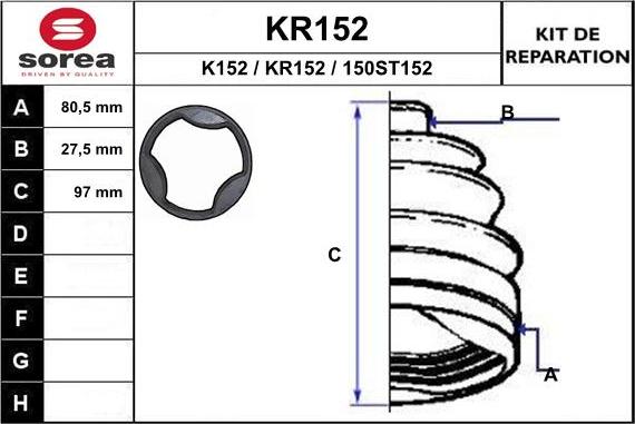 EAI KR152 - Пыльник, приводной вал www.autospares.lv