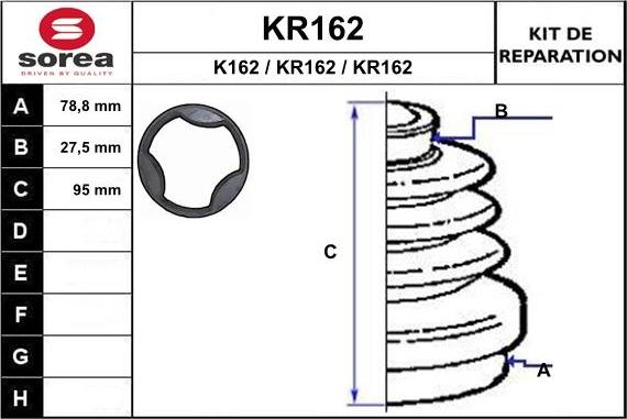 EAI KR162 - Пыльник, приводной вал www.autospares.lv