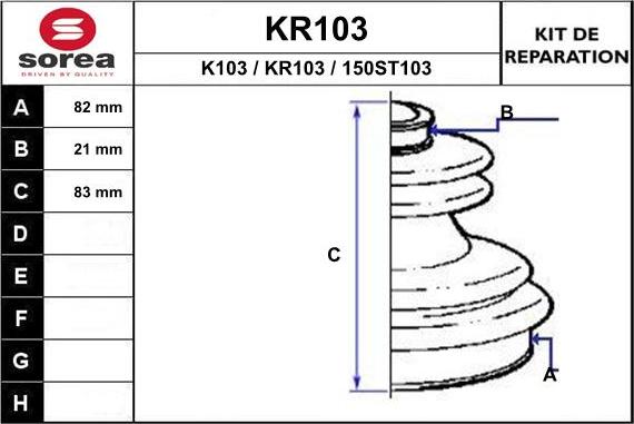 EAI KR103 - Bellow, drive shaft www.autospares.lv