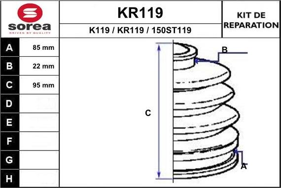 EAI KR119 - Bellow, drive shaft www.autospares.lv