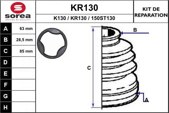 EAI KR130 - Пыльник, приводной вал www.autospares.lv