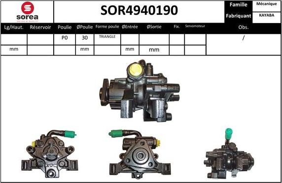 EAI SOR4940190 - Hidrosūknis, Stūres iekārta www.autospares.lv