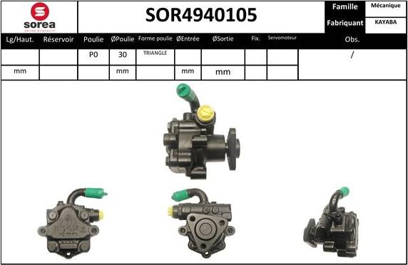 EAI SOR4940105 - Hydraulic Pump, steering system www.autospares.lv