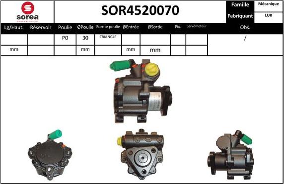 EAI SOR4520070 - Hydraulic Pump, steering system www.autospares.lv